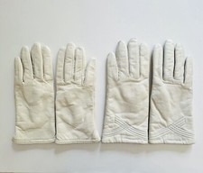 Thinsulate Women's 2 Pair Cream Ivory Leather Gloves Vintage Size M Lined VGC