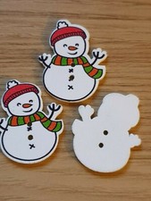 HOLZ WEIHNACHTEN SCHNEEMANN NEUHEIT KNÖPFE V...
