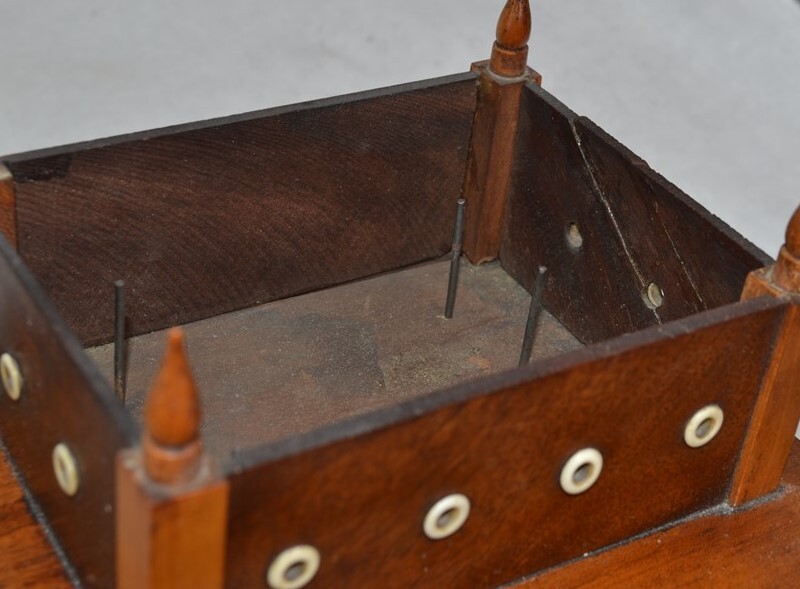  antique shaker wooden sewing box w/drawer spool holders pincushion original 