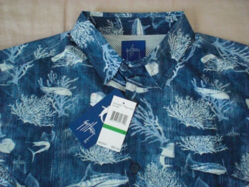 Camisa de pesca Guy Harvey ""Denim Shells"" estampada en L/S, nueva con etiquetas - para hombre L - ventilada, $60 - Imagen 1 de 12