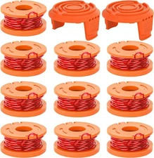 10 Trimmer Spool Lines+2 Trimmer Cap for Worx,WA0010 Edger Spool Refill for Worx