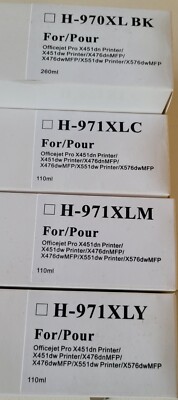 4x TINTE PATRONEN für HP OfficeJet Pro X451DW X476DW X551DW X576DW 970XL+ 971 XL