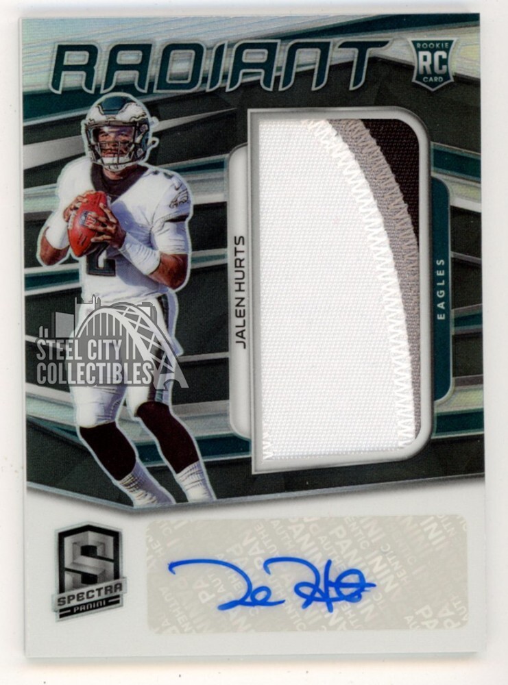 Jalen Hurts 2020 Panini Spectra Radiant Autograph Rookie Patch Card #6 28/75