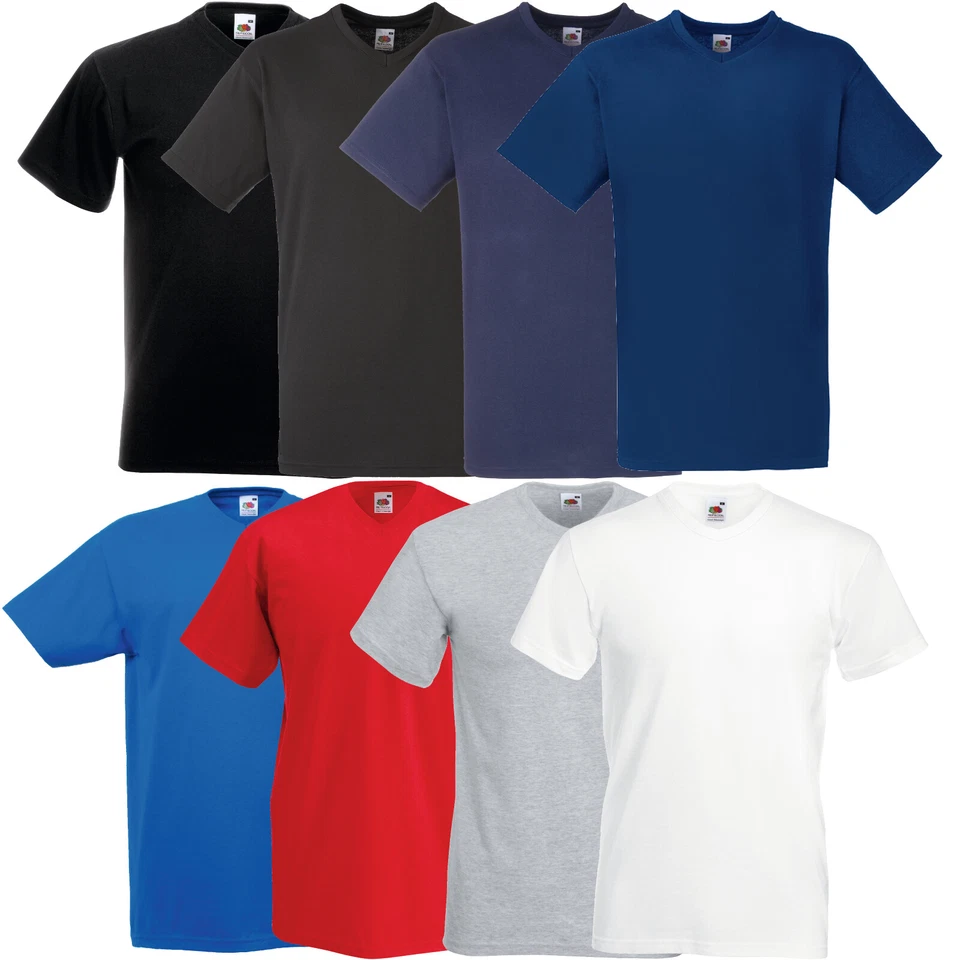5er Fruit of the Loom T-Shirt V-Neck V-Ausschnitt Shirts Valueweight Tshirt Neu - Bild 1 von 1
