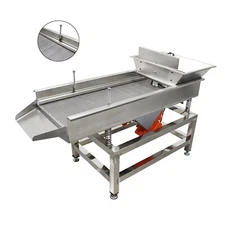 110V Stainless Steel Linear Vibrating Screen Dual-Motor 3mm Round Hole 120W×2