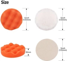9PCS 5 Inch Car Buffing Pads Polishing Sponge Set Waxing Foam Polisher Kit 125mm