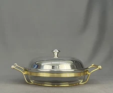 Christofle Silver Plated Cortina Gratin Baking Dish 10 5/8" w/ Pyrex Insert