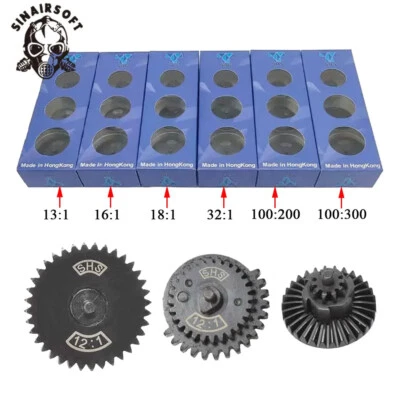 SINAIRSOFT Juego de engranajes originales de alta velocidad de par de corte de acero CNC para caja de cambios AEG Ver.2/3