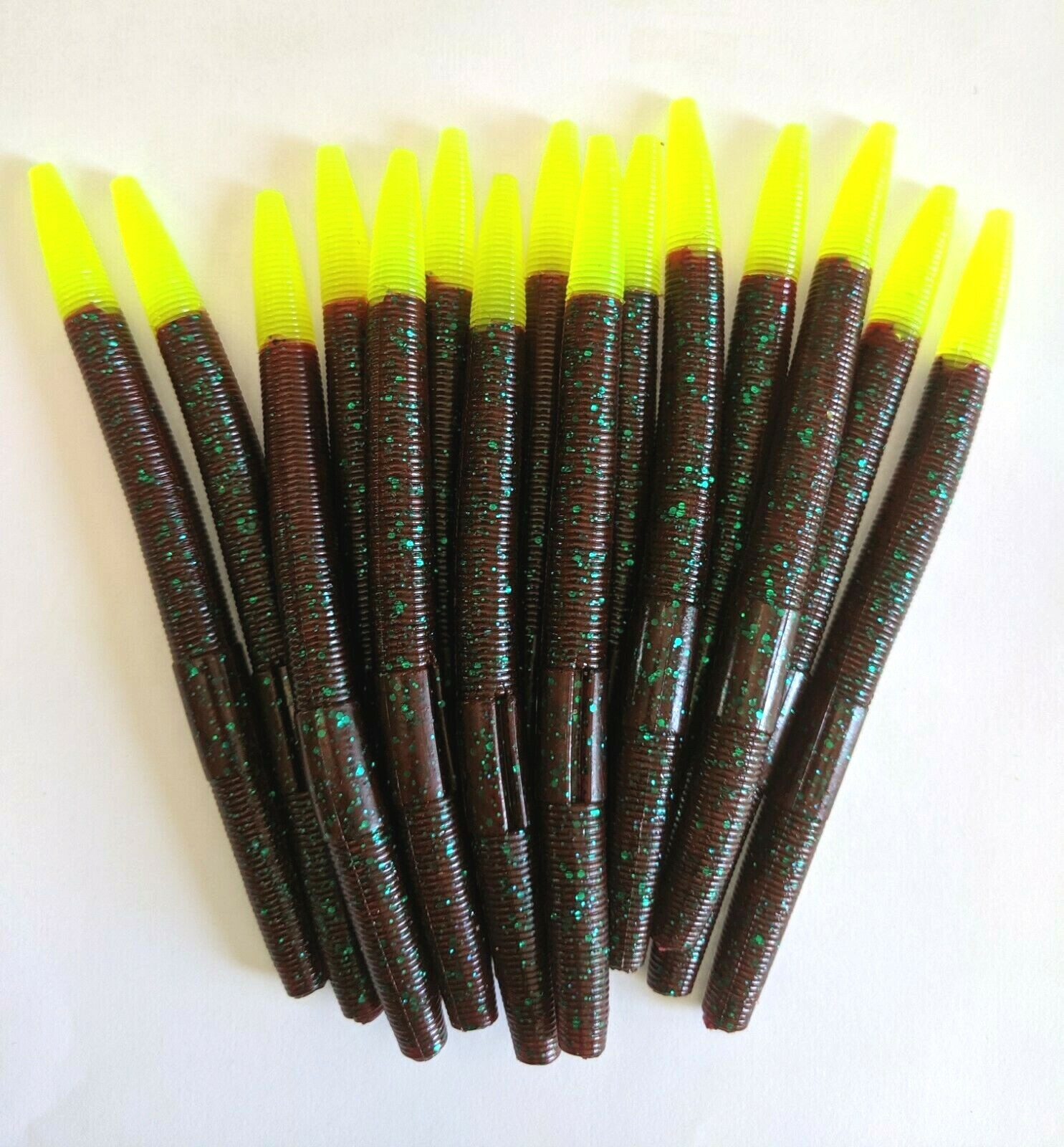 15 pk 5" Senkostyle WormRED BUG CHARTREUSE TIPSoft Plastic SCENT