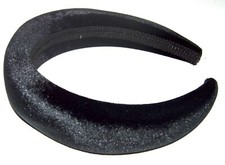 NEW Black 4cm Wide Padded Velvet Fabric 1.5cm High Aliceband Headband Women