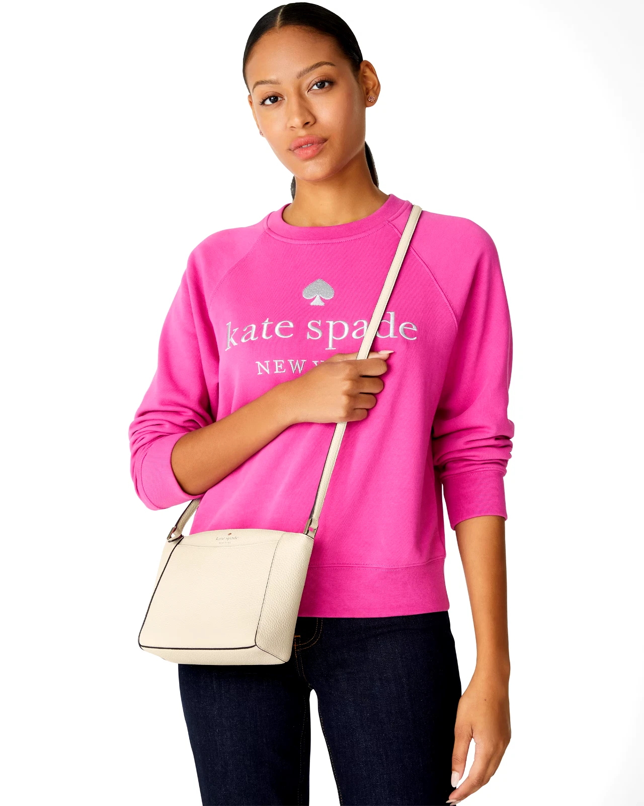 Nuova Kate Spade Monica pelle ciottolata sabbia leggera sabbia con sacchetto antipolvere