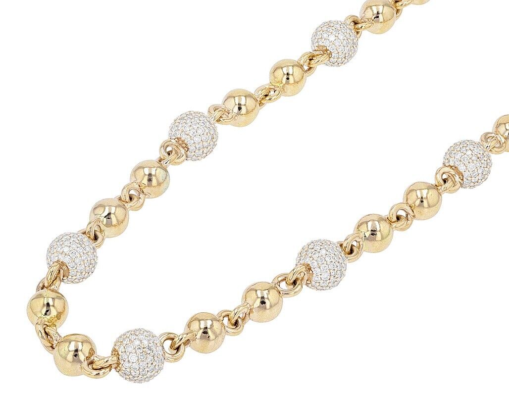 Iced out 7 3/5 CT Real Diamond Beaded Balls Chain Necklace Iced out 7 3/5 CT Real Diamond Beaded Balls Chain Necklace
