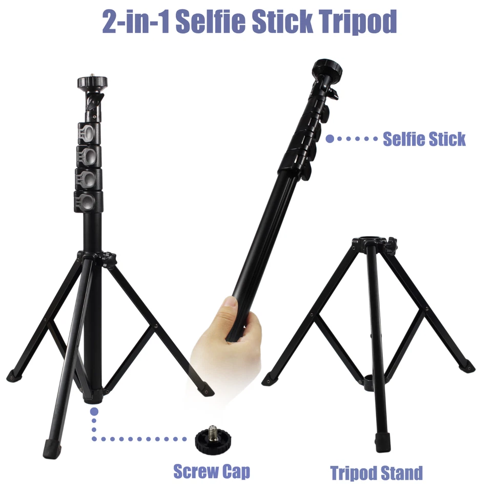 Universal 62-inch Selfie Stick Tripod Stand for Cell Phone with Bluetooth Remote - Image 2 of 4