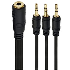 1pc 3.5mm TRS Female to 3 x 1/8" Stereo 3 Pole Male Audio Headphone Cable Gold