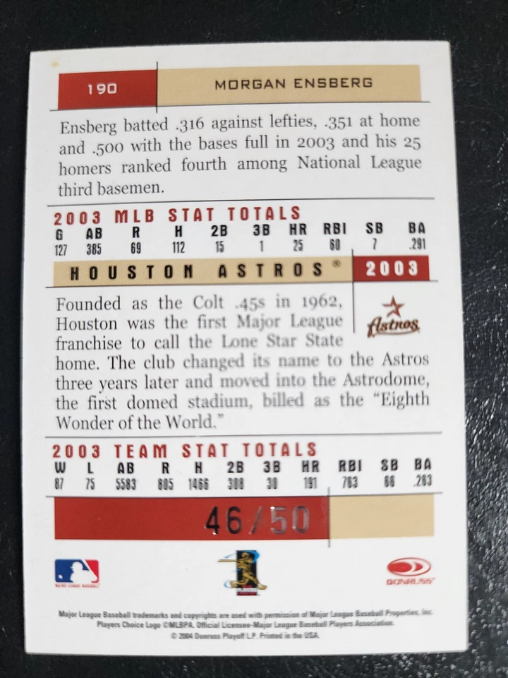 Morgan Ensberg 2004 Donruss Team Heroes Showdown #190 Housto Nastros #46/50 Foto 2 de 2