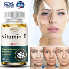 Vitamin E Capsules 1000IU - for Hair Skin Nail, Face Health, Immune Support