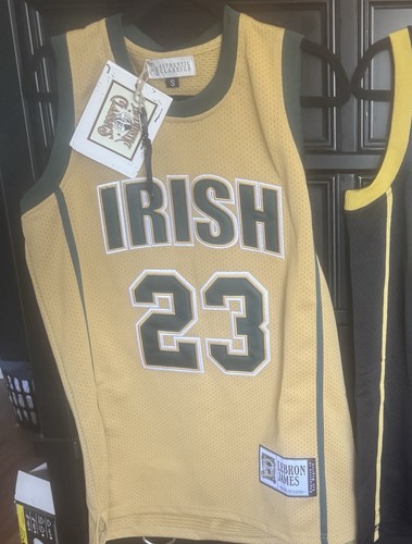 LeBron James #23 Basketball High School Jersey Gold/Green S