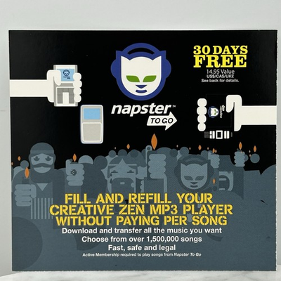 #ad Napster ToGo 2000s Print Advertisement Ad Creative Zen MP3 Promo Insert $9.75