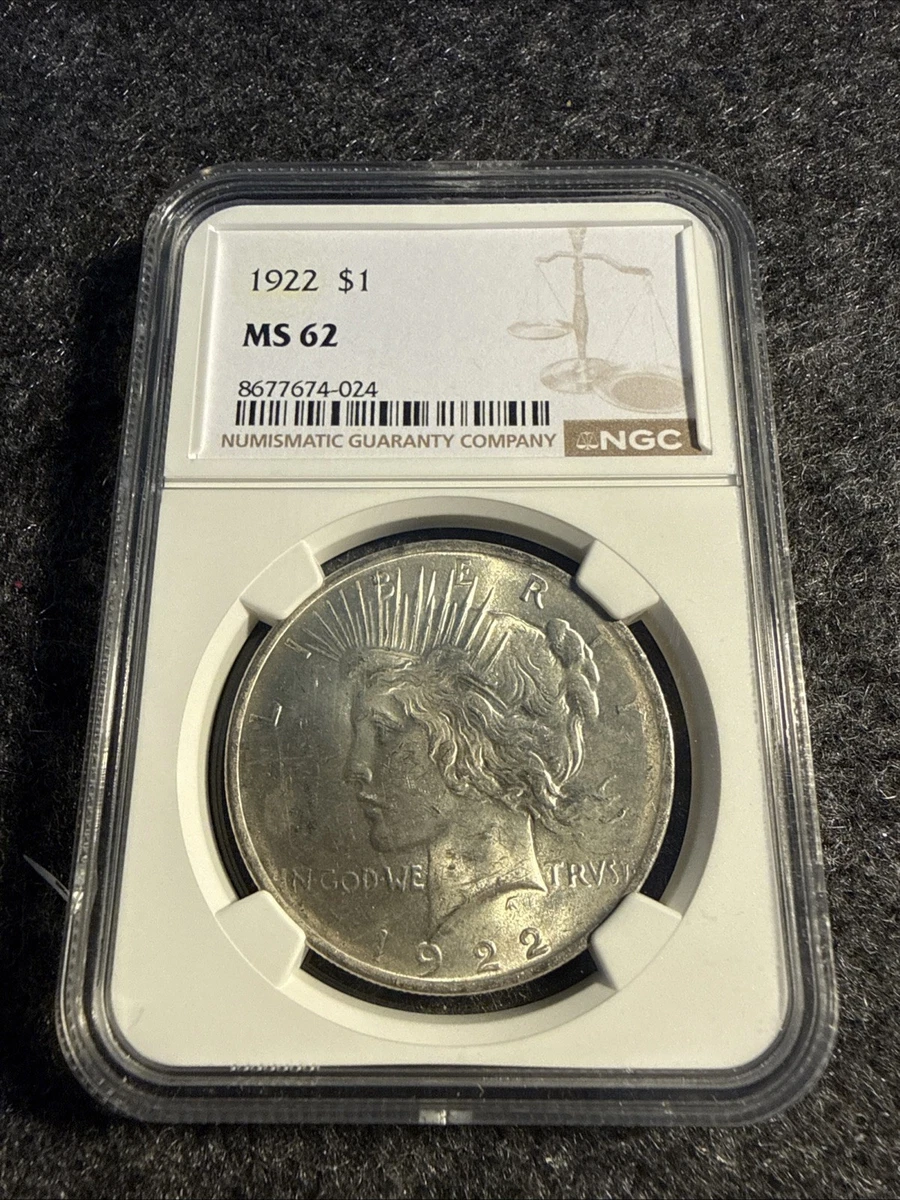 Silver MS 62 Graded 1922 Year Peace Dollars (1921-1935) for sale