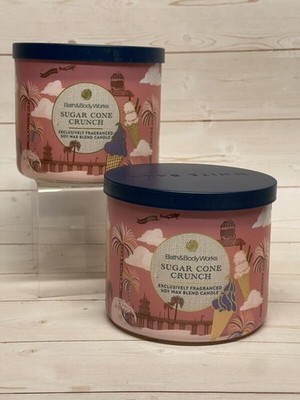 Bath & Body Works Sugar Cone Crunch 3-Wick Candle x2