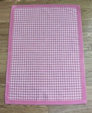 Laura Ashley Pink Gingham Rug 85 x 118cm 100% Indian Cotton