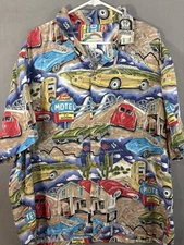 Vtg Paradise Found Honolulu Hawaii Historic Route 66 Button Up Shirt Mens Sz XL
