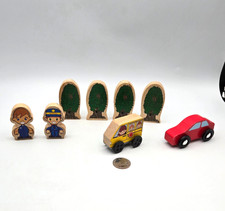 Wooden Railway People Figures Trees Bus Car Lot x8 Works w/ Thomas Friends Train