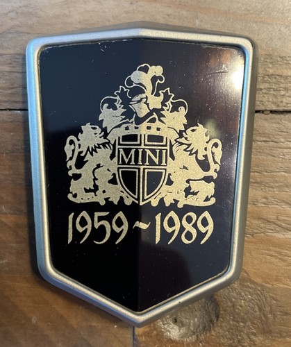 Classic Mini 30 Year 1959-1989 Celebration Gold Bonnet Shield Badge JF6727 Used