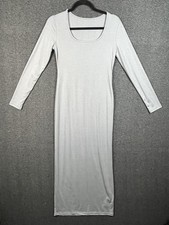 Skims Soft Lounge Scoop Neck Long Sleeve Heather Gray Ribbed Maxi Dress Large