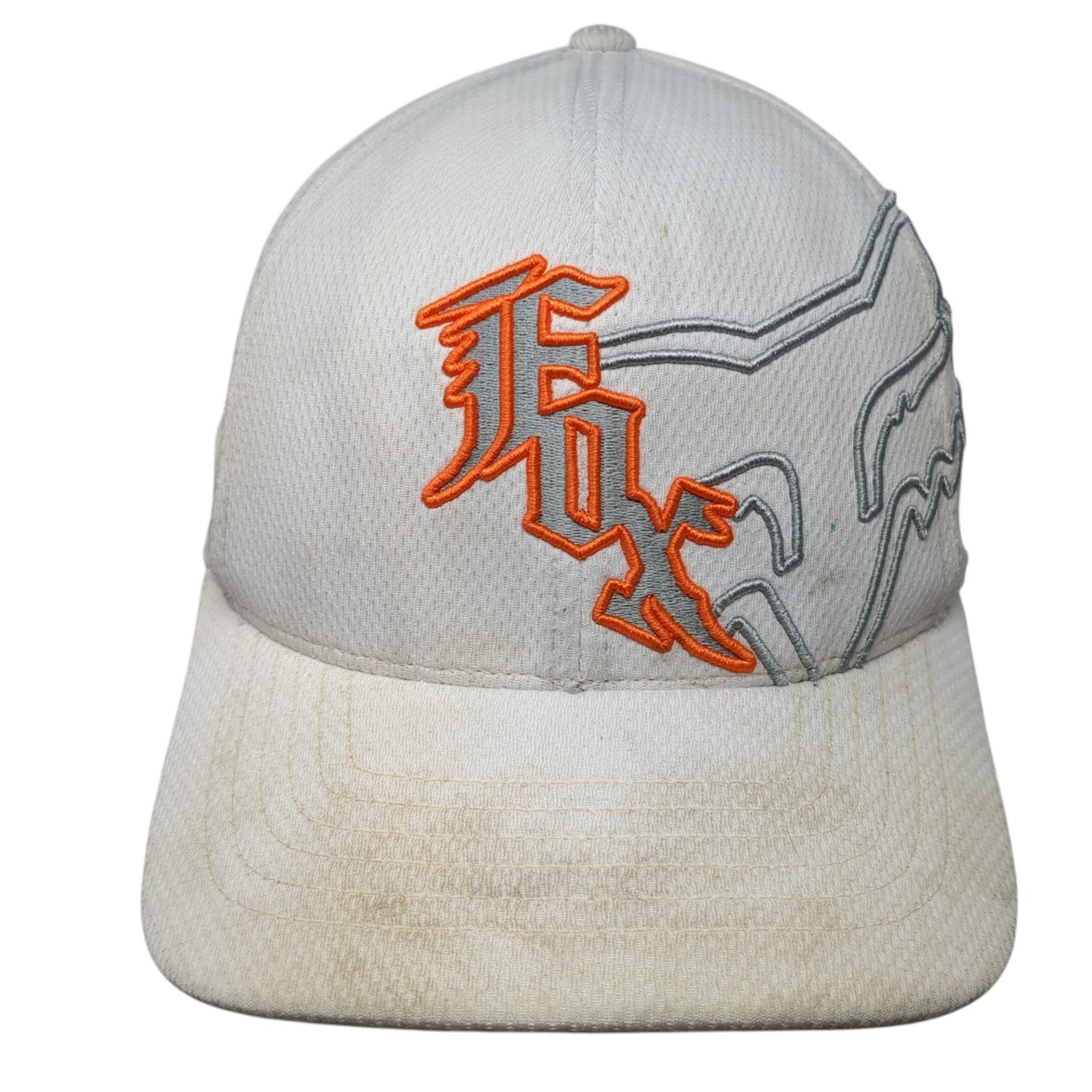 Fox Fitted Baseball Hat White Medium Embroidered … - image 1