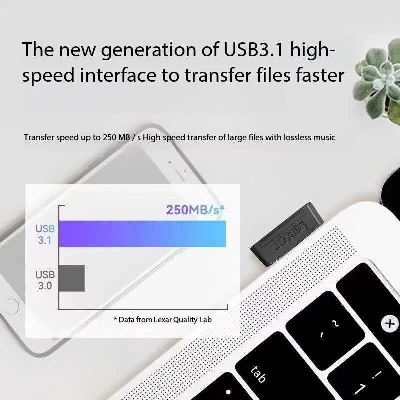 Lexar 256G high-speed USB3.1 computer car mini portable USB flash drive - Image 4 of 4