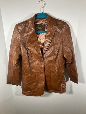 Vintage Women's David James LeatherJacket Brown With Suede Panels Size 9/10