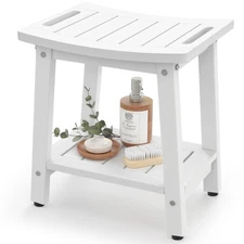 Shower Bench for Inside Shower - White HDPE Shower Stool Waterproof - Spa Bat...