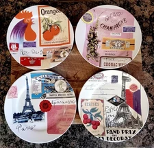 SET of (4) Rosanna France French Paris Champagne 8" Salad Dessert Plates