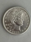1892 S Barber Quarter--Beautiful AU+ Coin--Likely Cleaned