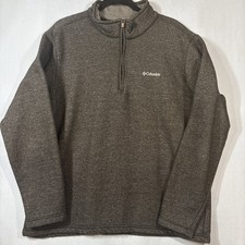 Columbia 1/4 Zip Pullover Sweatshirt Men's XL Heather Black Fleece Lined