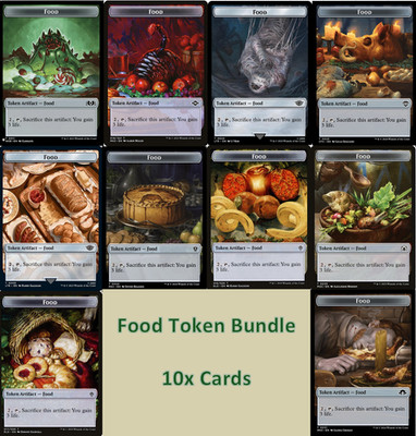 MTG Food Token Lot - Set 10x Cards Commander Life Gain Deck - Magic Cards Bundle