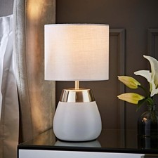 Touch Table Lamp Bedroom Bedside Dimmable Light Fabric Lampshade Living Room