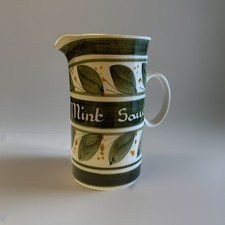 Vintage Jersey Pottery Mint Sauce Jug Stoneware Hand Painted Retro Tableware