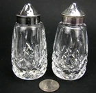 Vintage Waterford Cut Irish Crystal 3 5/8" Salt & Pepper Shakers Pots LISMORE