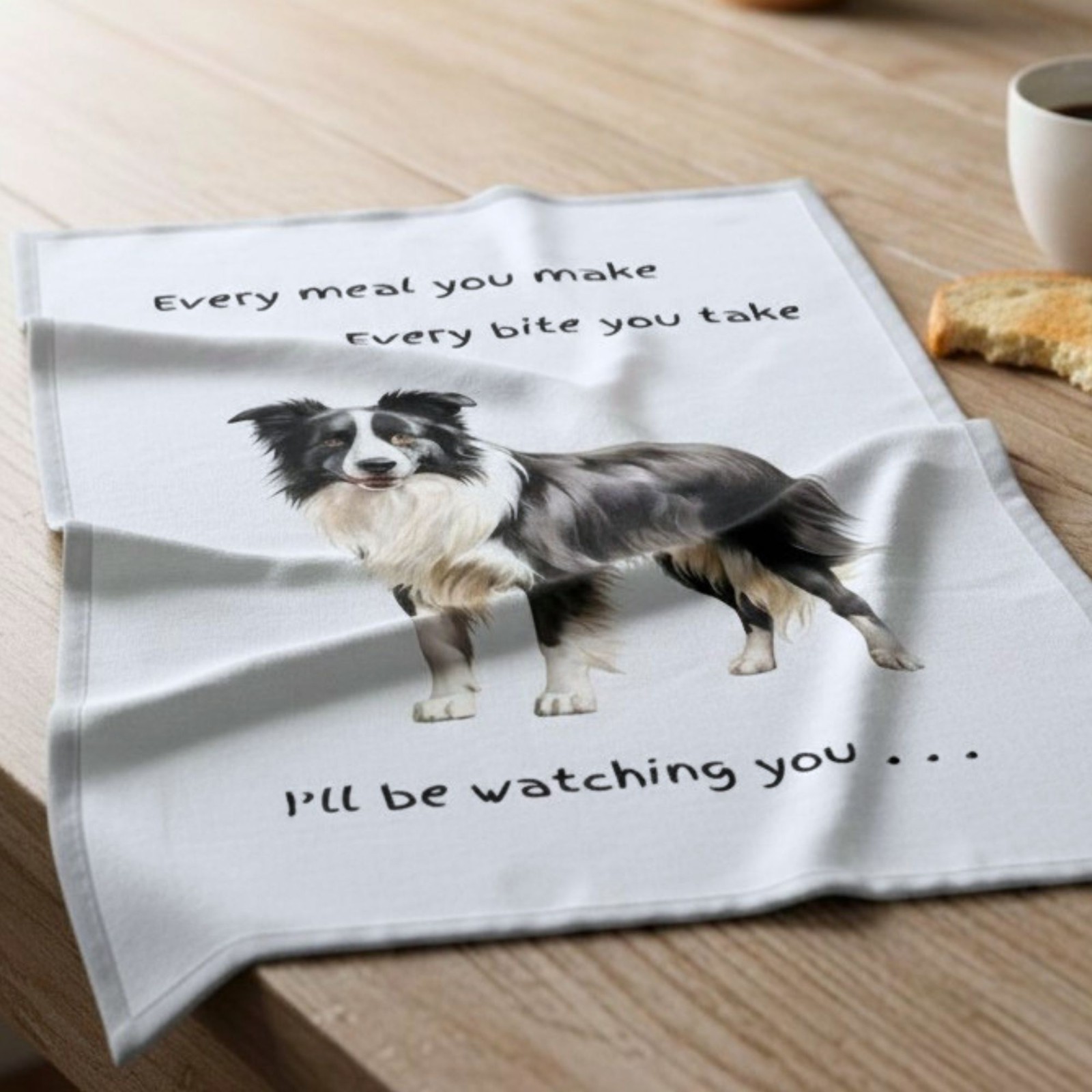 Border Collie Tea Towel Cotton Watching You Dish Cloth Sheepdog Lover Gift