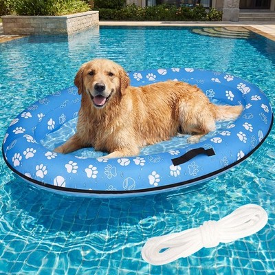 XXL 60''x40'' Inflatable Dog Pool Float for Large Dogs - Heavy 3X-Large, Blue