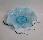 Fenton Epergne Blue Diamond Lace Opalescent Hobnail  BASE ONLY 3 Hole.
