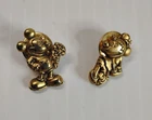 Vintage Disney Courting Mickey & Minnie Brooch Pin Lapel Tack Gold Tone Flowers