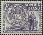 1956 Norfolk Island MNH 2/- Landing Pitcairn Islanders Centenary - Type II Stamp