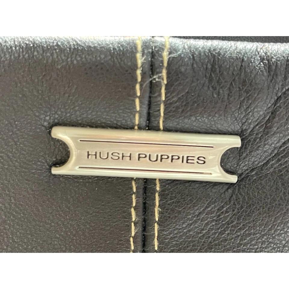 Hush Puppies Bolso de Hombro de Cuero Negro Cartera Bolsillos Maquillaje Espejo Grandmacore Foto 3 de 4