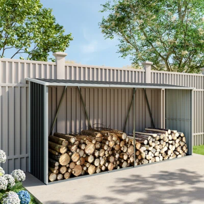 UKWAREHOUSESALES XLarge Outdoor Wood Log Store Galvanised Steel Garden Fire Wood Storage Shed UK