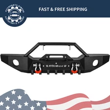 for 07-24 Jeep Wrangler JK Unlimited JL Front Bumper W/ Fog Light Hole D-Ring