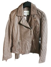 Clements Ribeiro Taupe Leather Jacket Size 10