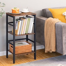 HOOBRO Tall Side Table Record Player Stand Plant Stand Bookshelf 38 x 28 x 81 cm